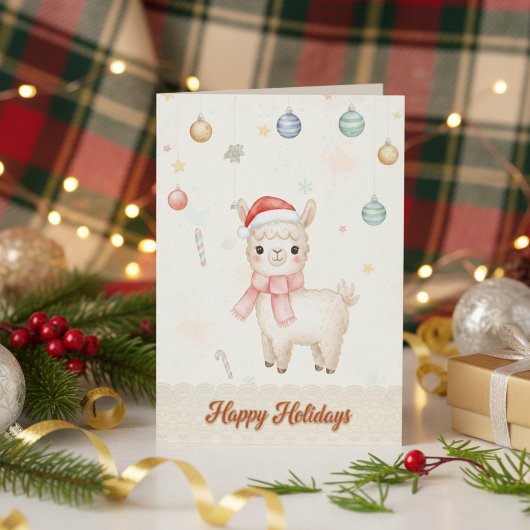 Carte de vacances de Noël Llama mignonne
