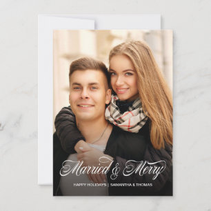Carte de vacances de Noël Marié et Joyeux Photo