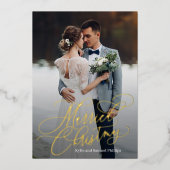 Carte de vacances de Noël mariée Foil photo nouvel (Recto)