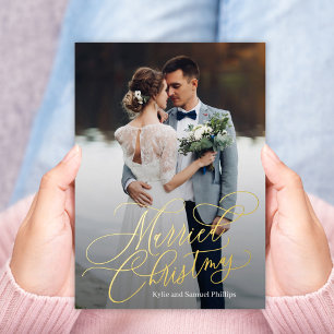 Carte de vacances de Noël mariée Foil photo nouvel