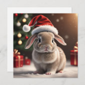 Carte de vacances de Noël mignonne lapin (Devant / Derrière)
