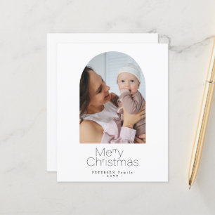 Carte de vacances de Noël minimaliste photo budget