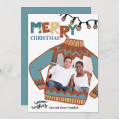 Carte de vacances de Noël moche Sweat Fun Photo (Devant / Derrière)