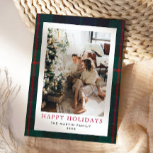 Carte de vacances de Noël moderne Tartan