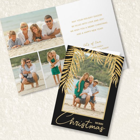 Carte de vacances de Noël multiphoto tropicale pli