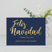 Carte de vacances de Noël Navy Feliz Navidad en fe (Debout devant)