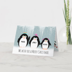 Carte de vacances de Noël Penguin Famille