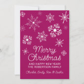 Carte de vacances de Noël rose et blanc (Devant)