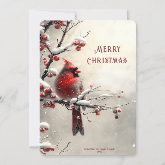 Carte de vacances de Noël Rouge Cardinal (Devant)