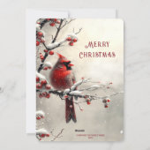 Carte de vacances de Noël Rouge Cardinal (Dos)