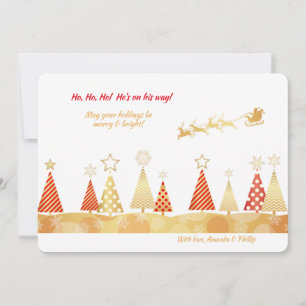 Carte de vacances de Noël rouge et or