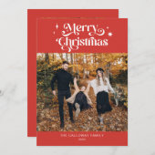 Carte de vacances de Noël rouge rétro (Devant / Derrière)