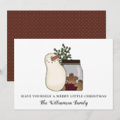 Carte de vacances de Noël rustique avec bonhomme d (Devant / Derrière)