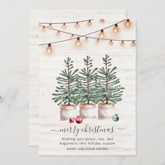 Carte de vacances de Noël rustique avec voeux (Devant / Derrière)