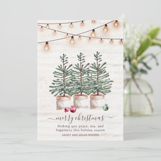 Carte de vacances de Noël rustique avec voeux (Debout devant)