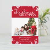 Carte de vacances de Noël Snowflakes Photo | Rouge (Debout devant)