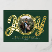 Carte de vacances de Noël Stylish Green Joy avec p (Recto)