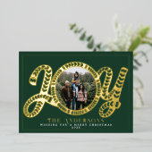 Carte de vacances de Noël Stylish Green Joy avec p (Debout devant)
