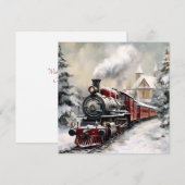 Carte de vacances de Noël Train Flat (Devant / Derrière)