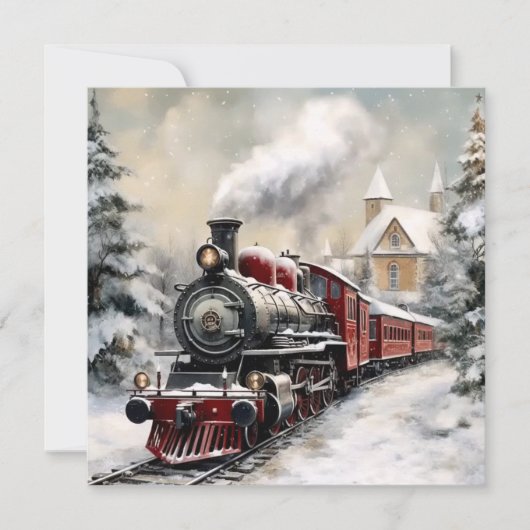 Carte de vacances de Noël Train Flat (Devant)