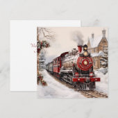 Carte de vacances de Noël Train Flat (Devant / Derrière)