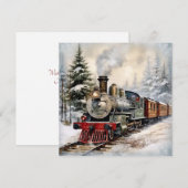 Carte de vacances de Noël Train Flat (Devant / Derrière)