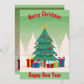 Carte de vacances de Noël Tree Flat (Devant / Derrière)