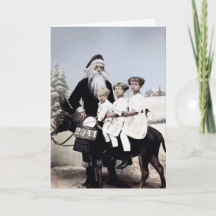 Carte de vacances de Noël vintage de Père Noël min
