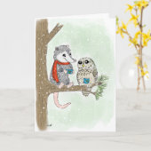 Carte de vacances de Noël Woodland Friends (Fleur jaune)