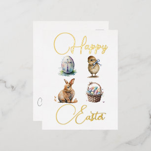Carte de vacances de Pâques en papier d'aluminium