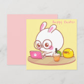 Carte de vacances de Pâques Kawaii (Devant / Derrière)