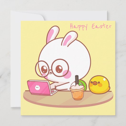 Carte de vacances de Pâques Kawaii (Devant)