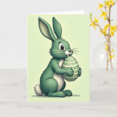 Carte de vacances de Pâques Œuf de Lapin Vert (Fleur jaune)