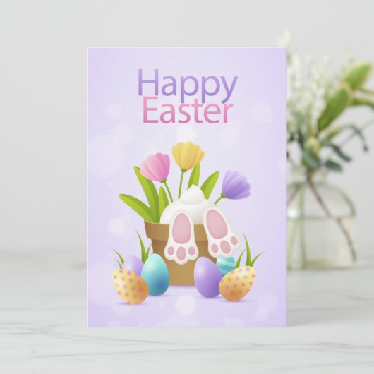 Carte de vacances de Pâques Rabbit (Debout devant)