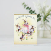 Carte de vacances de Pâques rétro vintage mignonne (Debout devant)