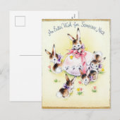 Carte de vacances de Pâques rétro vintage mignonne (Devant / Derrière)