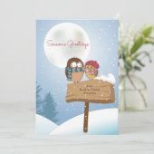 Carte de vacances de perruches d'hiver (Debout devant)