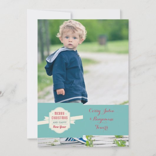 Carte de vacances de photo de message de Noël (Devant)