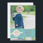 Carte de vacances de photo de message de Noël<br><div class="desc">Une crème, panneau décoratif avec un ruban qui tient le message "Joyeux Noël et bonne année". Ajoutez juste votre photo préférée pour une carte unique de vacances. Il est facile customiser la carte avec vos mots, options de police, de couleur de police, de papier de forme et choix de six...</div>