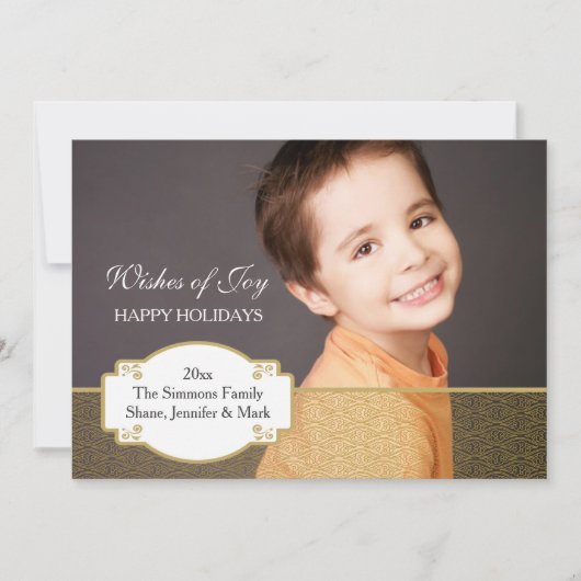 Carte de vacances de photo d'impression d'or (Devant)
