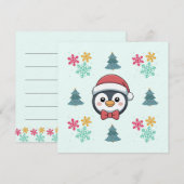 Carte de vacances de pingouin mignonne – Joie d'hi (Devant / Derrière)