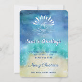 Carte de vacances de plage côtière et salutations (Devant)