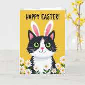 Carte de vacances de printemps de chaton mignon (Fleur jaune)