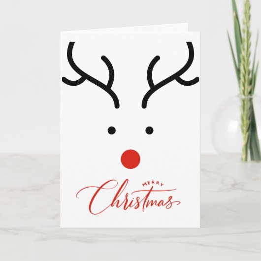 Carte de vacances de rennes de Noël à main jolie (Devant)