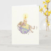 carte de vacances de souris de sommeil (Fleur jaune)