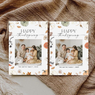 Carte de vacances de Thanksgiving à plat citrouill