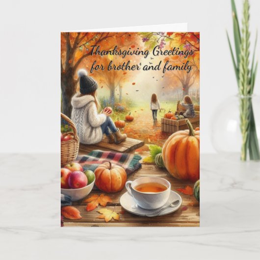 Carte de vacances de Thanksgiving Brother & Family (Devant)