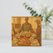 Carte de vacances de Thanksgiving pour un repas de (Debout devant)