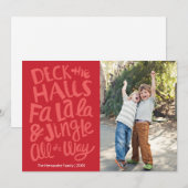 Carte de vacances Deck the halls Fa la la à plat (Devant / Derrière)