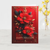 Carte de vacances décorative aux fleurs rouges (Fleur jaune)
